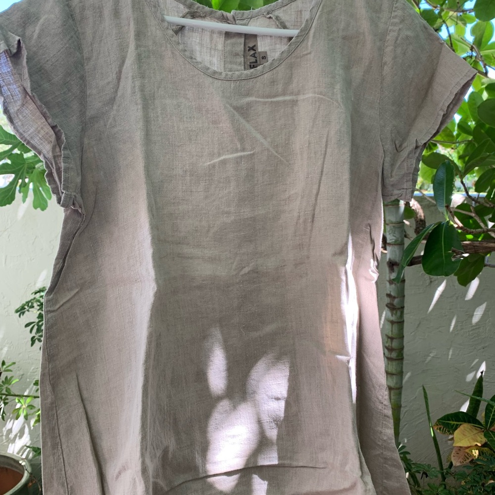 Women's Linen Top in Cream Flax S Fits 6-10